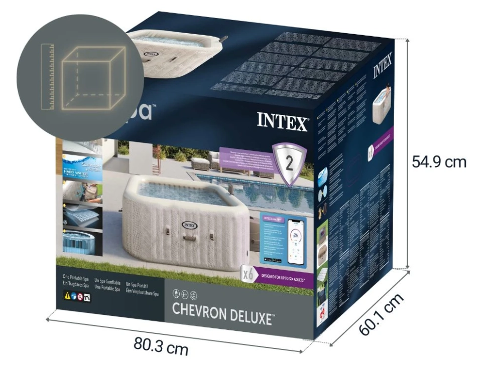 Надувний джакузі Intex 28472 (196x71 см, 6-ти місний, аеромасаж, хлоргенератор, WiFi)