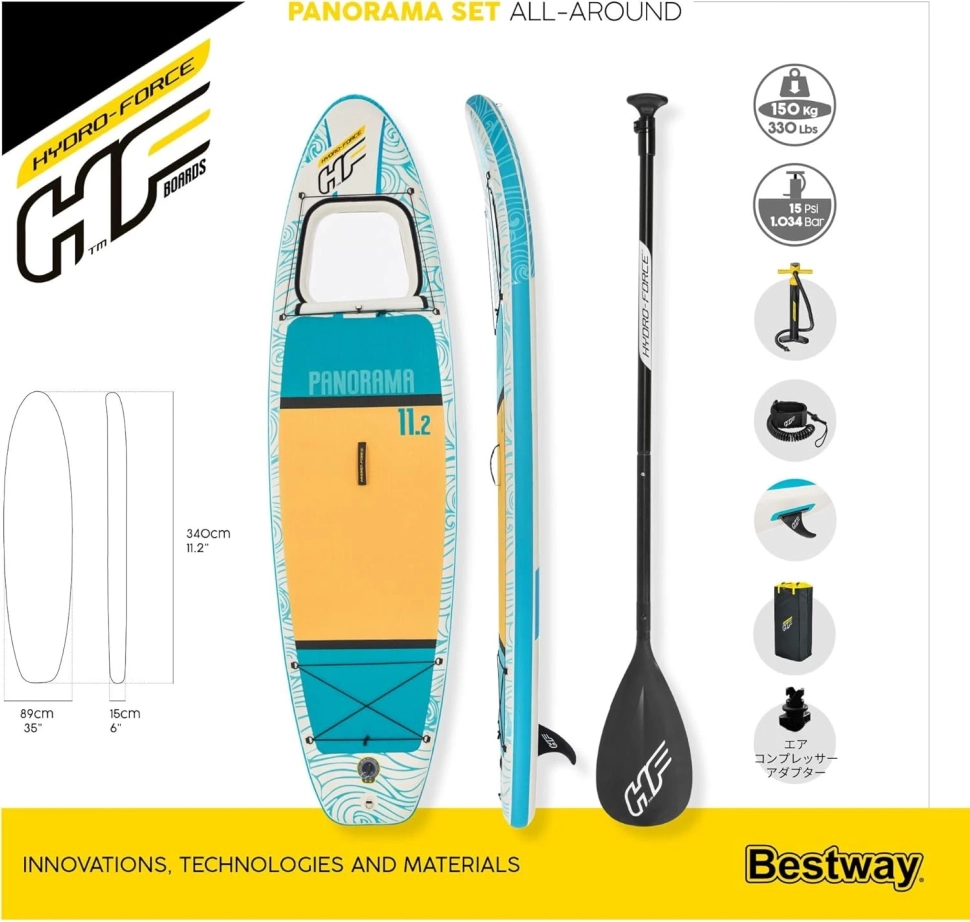 Надувная SUP доска Bestway 65363 Hydro-Force Panorama с панорамным окном