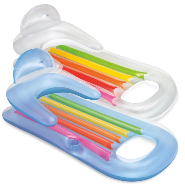 Надувной шезлонг Intex 58802 (160x85 см) с подголовником