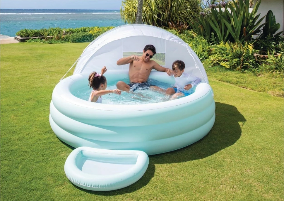 Бассейн надувной Intex 57195 Swim Center (277x221x137 см) с навесом и сиденьем