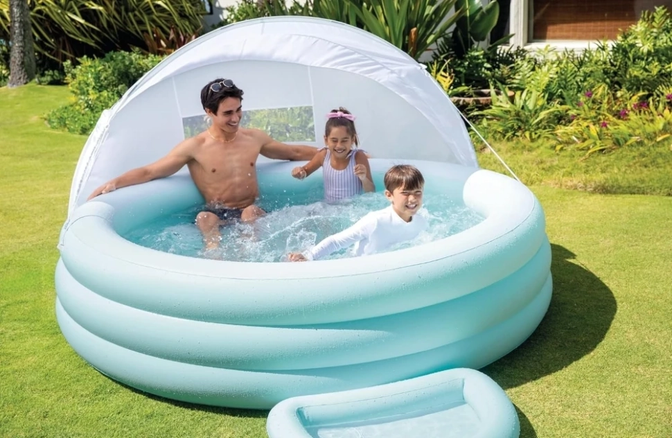 Бассейн надувной Intex 57195 Swim Center (277x221x137 см) с навесом и сиденьем