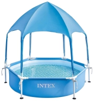 Бассейн детский каркасный Intex 28209 (188x38 см) с навесом и душем