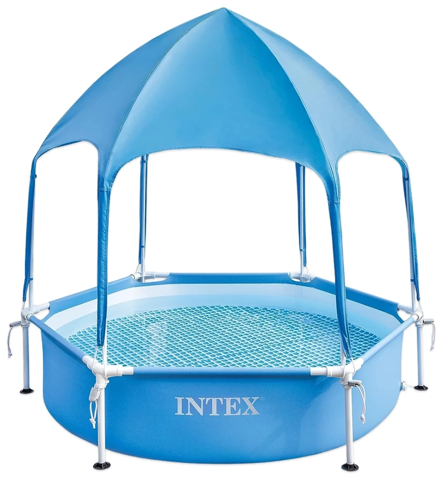 Бассейн детский каркасный Intex 28209 (188x38 см) с навесом и душем