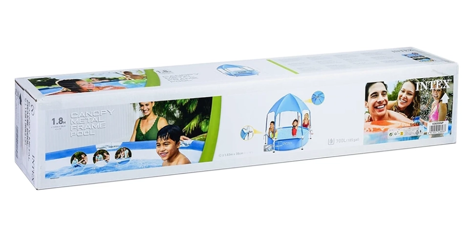 Бассейн детский каркасный Intex 28209 (188x38 см) с навесом и душем