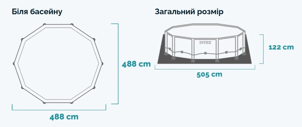 Бассейн каркасный Intex 26730 (488x122 см) с панорамным окном