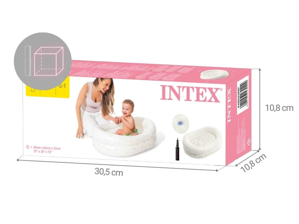 Ванночка детская надувная Intex 48523 (89x66x25 см) + насос