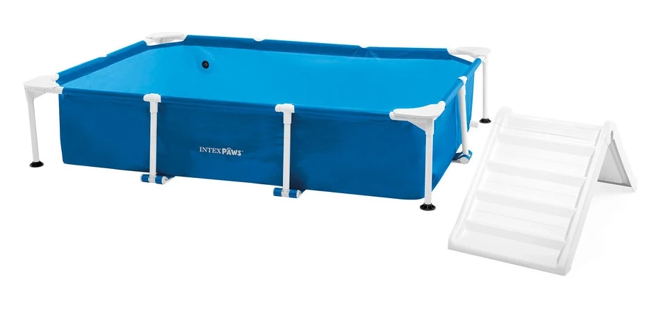Каркасный бассейн Intex 48404 для животных (229x152x46 см; фильтр-насос 1250 л/ч, скиммер, рампа, тент)