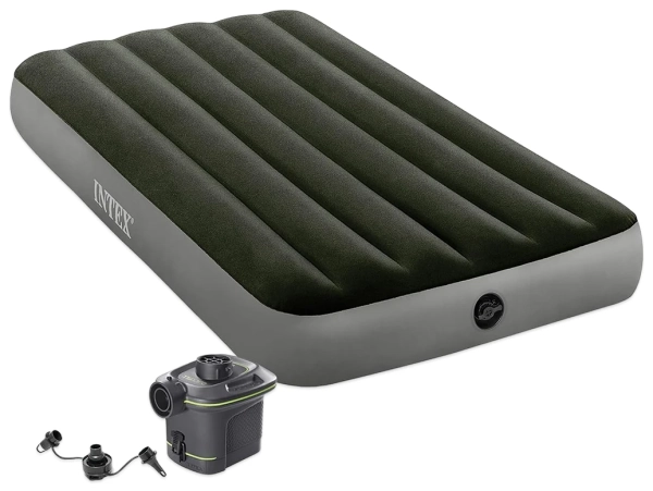 Надувной матрас Intex 64777 одноместный (99x191x25 см) с внешним электронасосом