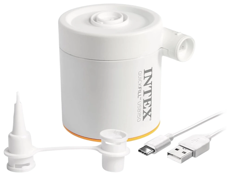 Надувний матрац Intex 64097 одномісний (191x76x17 см) для кемпінгу з електронасосом USB