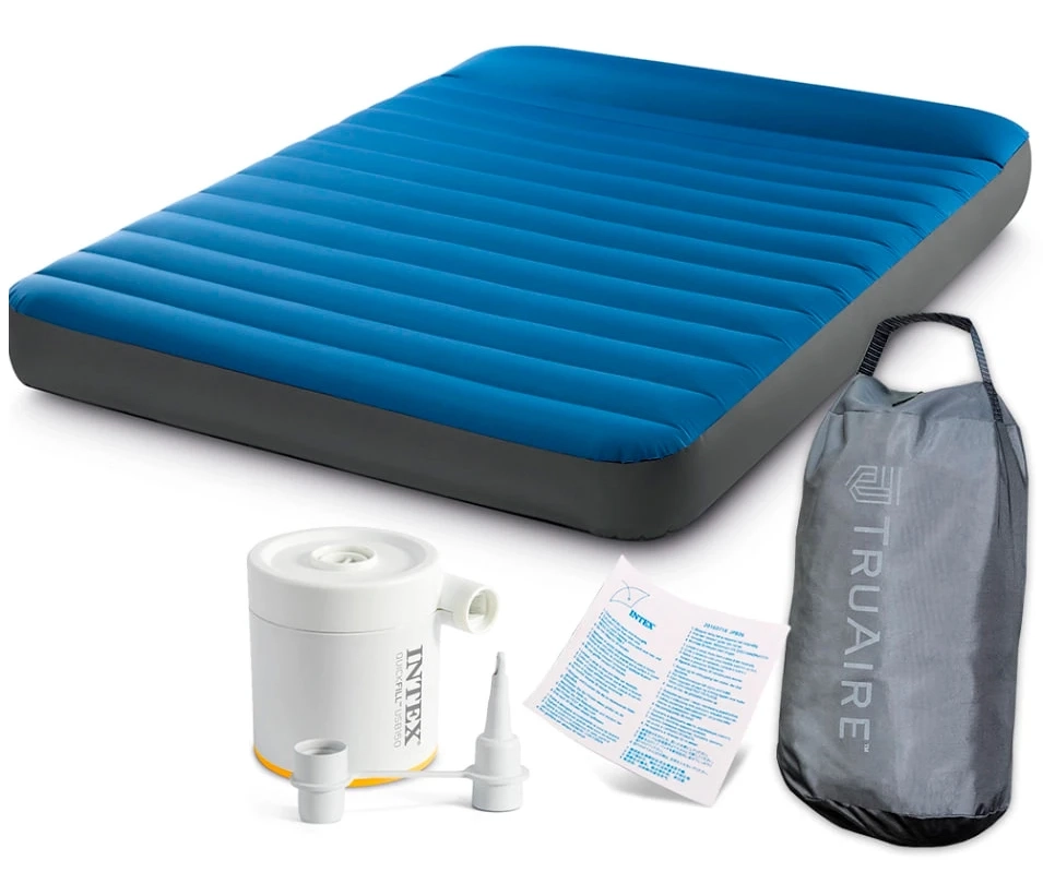Надувной матрас Intex 64013 двухместный (191x152x22 см) для кемпинга с электронасосом USB