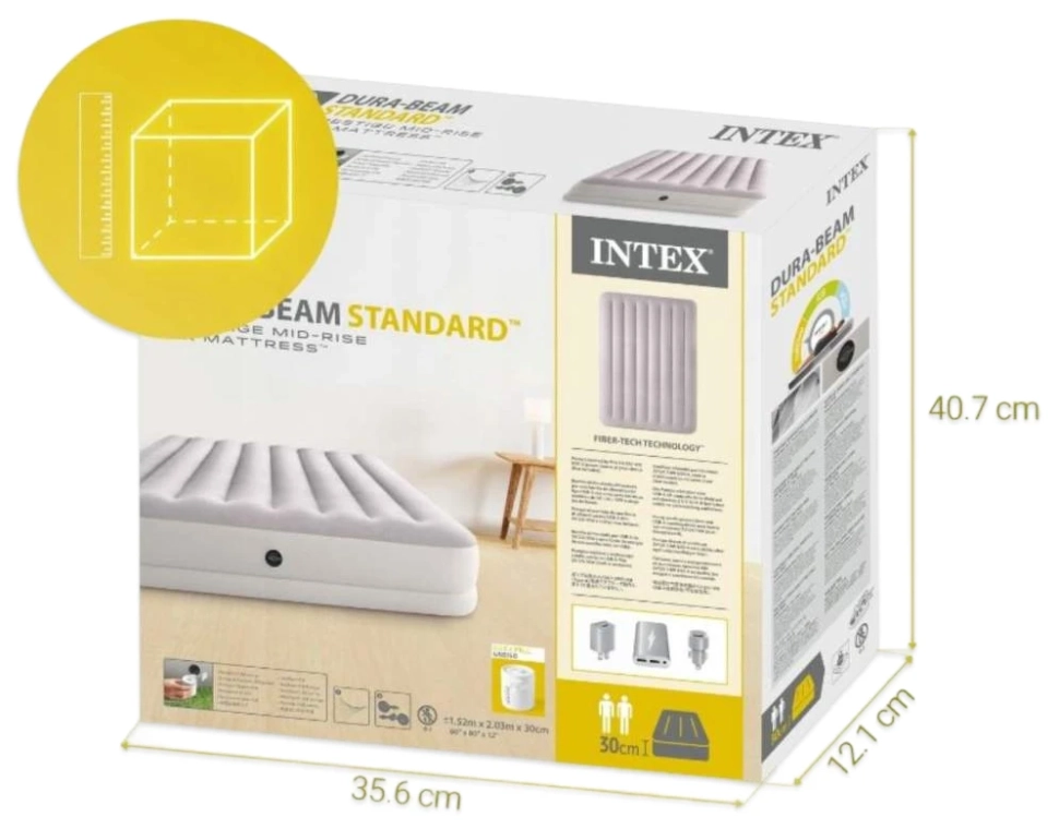 Надувная кровать Intex 64179 (203x152x30 см) с внешним электронасосом USB