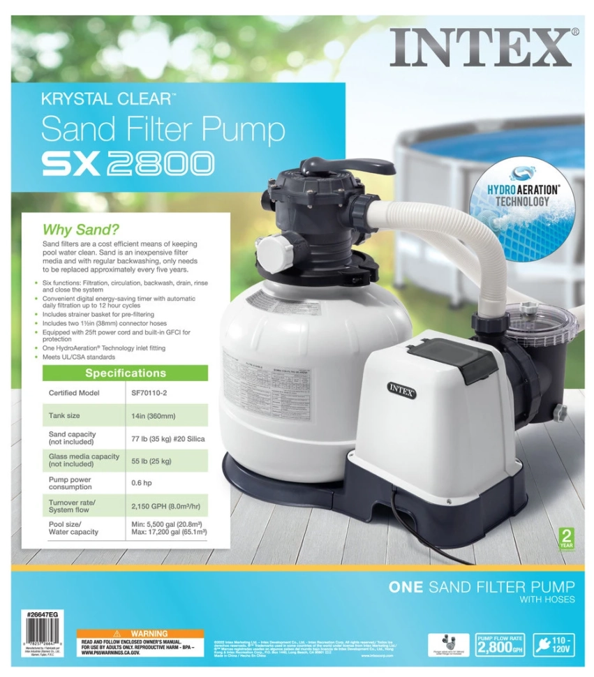 Песочный фильтр-насос Intex 26648 (SX2800) 10500 л/ч