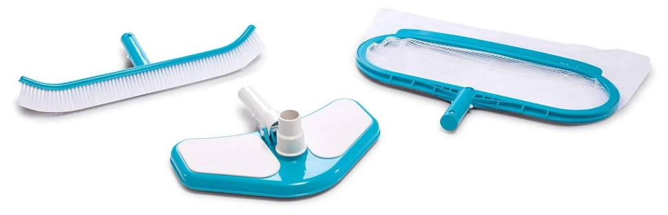 Набор насадок для чистки бассейна Intex 29057 (вакуумная насадка-пылесос, сачок, выгнутая щетка)