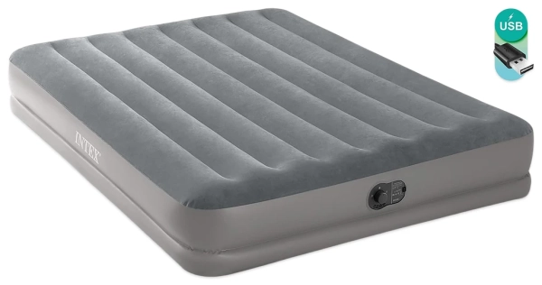 Надувной матрас Intex 64114 двухместный (203x152x30 см) с встроенным электронасосом USB