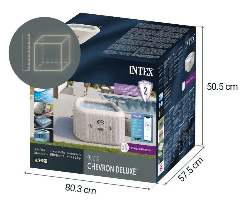 Надувний джакузі Intex 28446 (175x71 см, 4-х місний, аеромасаж, хлоргенератор, WiFi)